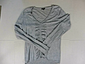 Womans Express Pullover Gray Sweater Gather Front Design Size Large - Picture 1 of 7