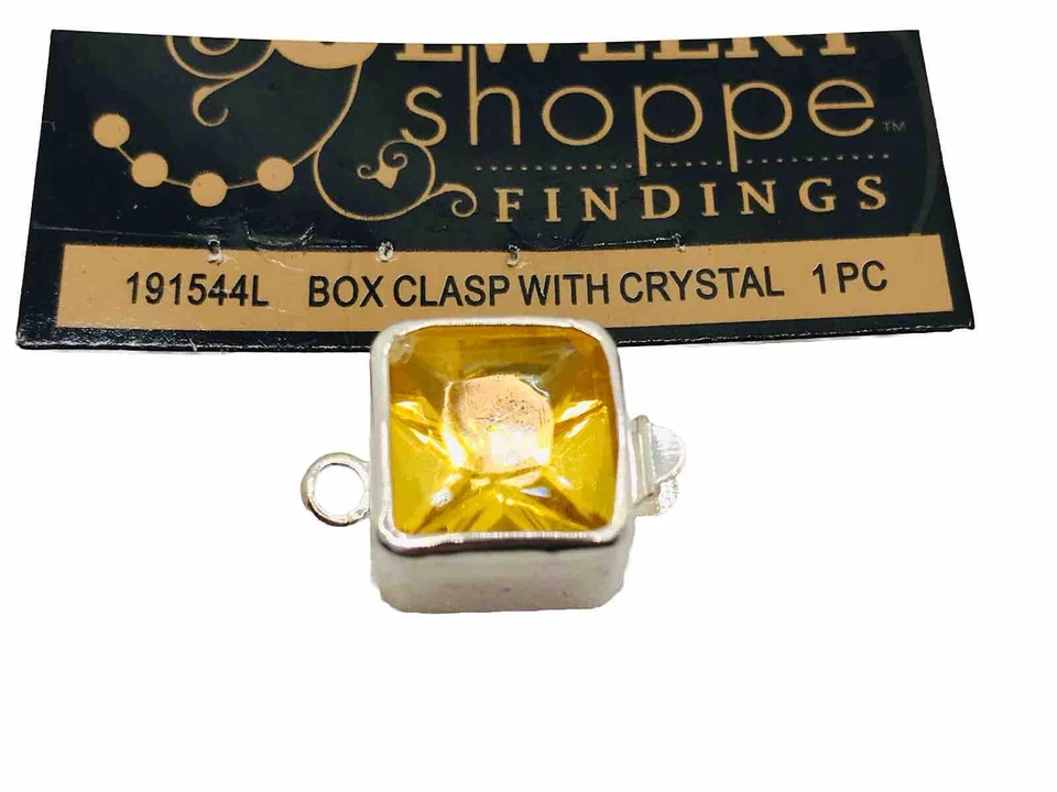 Yellow Crystal Silver Box Clasp - Image 1 of 3