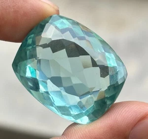 80 kt natürlicher Aquamarin Kissenschliff zertifiziert himmelblau lose Edelstein EBAY - Bild 1 von 5