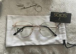 SOJOS KATZENAUGE WIE/BLAULICHTBRILLE/ROSÉGOLD 52-17-140 NEU - Bild 1 von 3