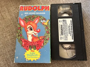 VTG  1992 Rudolph the Red Nosed Reindeer AND Little Shepherd First Christmas VHS - Picture 1 of 4