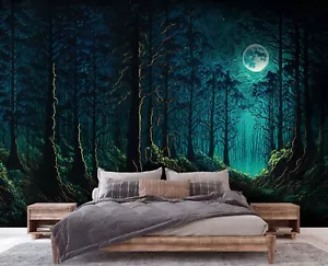 Giant photo wallpaper wall mural 312x219 cm Dark Green Forest Living room decor - Picture 1 of 8
