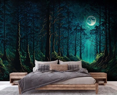 Fotomural Gigante Papel Pintado 312x219 cm Verde Oscuro Bosque Decoración Salón Foto 1 de 4