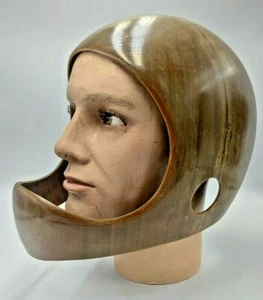 Vintage Rare Wood ? Fiberglass ? Motorcycle Decorative Unique Retro Helmet - Picture 1 of 9