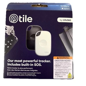 Tile 2 Pack (White & Black) Bluetooth Tracker Finder - RE-61122 - NEW SEALED - Photo 1 sur 6