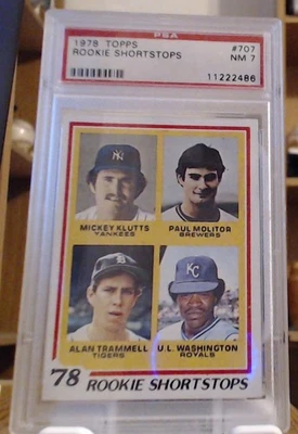 1978 topps rookie shortstops 707 PSA 7 Molitor, Trammel - Image 1 of 2