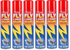 6 x SANMEX FLY & WASP KILLER INSECTICIDE FAST ACTING AEROSOL SPRAY 300ml - Picture 1 of 4