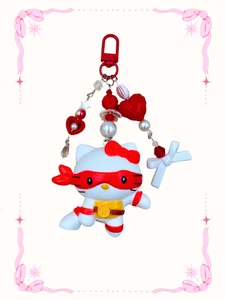 Handmade Whimsy Trinkets Keychain –Hello Kitty x Raphael (white) McDonald’s Toy - Picture 1 of 6