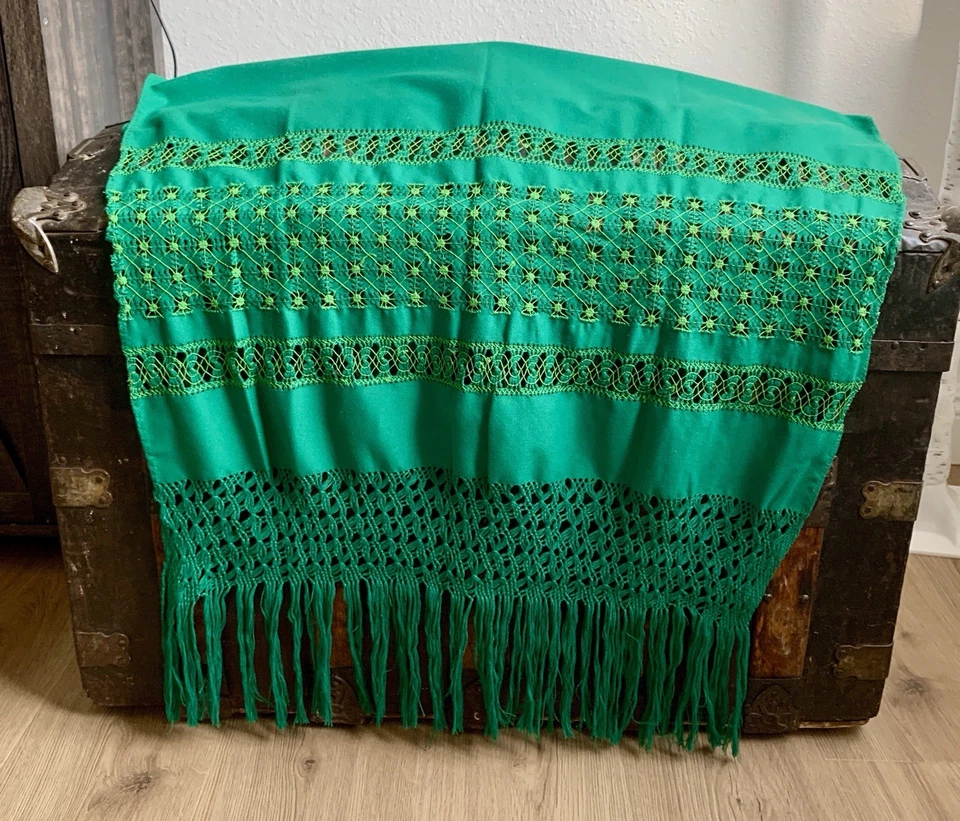 Мексиканский Rebozo — ручной работы Deshilado ажурная длинная бахрома традиционный мексиканский - Изображение 1 из 4