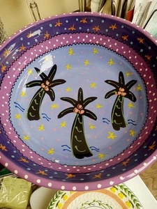 M. Maggie Ruley Pottery 13.25" X 4.25" Salad Bowl Key West Hand Painted - Picture 1 of 4