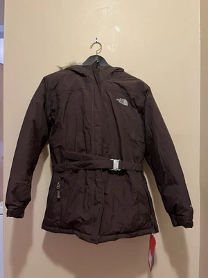 North Face Girl’s XL Duck Down Jacket NWT Brown Fur Hood - Image 1 of 4