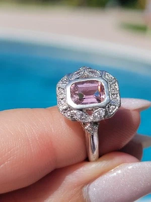 LIQUIDACIÓN - Anillo Turmalina Rosa Vintage - Talla 5.5 Foto 1 de 4