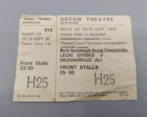 Boleto raro Muhammad Ali v Leon Spinks 1978 Birmingham Odeon evento televisado - Imagen 1 de 2