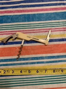 VINTAGE CRUSE ANHEUSER FLASCHENÖFFNER, MESSER, KORKENZIEHER CELLULOID GRIFFE - Bild 1 von 5