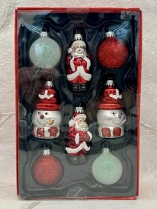 8 Luzerner Glas Weihnachtsschmuck: Weihnachtsmann Schneemann Kugeln NEU - Bild 1 von 14