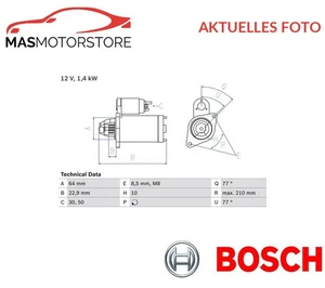 MOTOR ANLASSER STARTER BOSCH 0 986 025 080 A FÜR VAUXHALL CORSAVAN IV,ASTRA VI - Picture 1 of 5