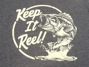 Keep It Reel Fishing Bass T-shirt Mens XL Comfort Relaxed Heather Blue - Picture 1 of 5