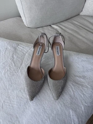 Rhinestones High Heels Bedazzled Silver Shiny Sparkly Shoes Women Size 11M - Image 1 of 3