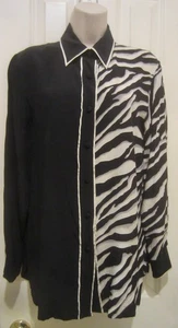 Vintage BOB MACKIE Wearable Art 100% SEIDE schwarz Zebra Shirt leicht Gr. S - Bild 1 von 5