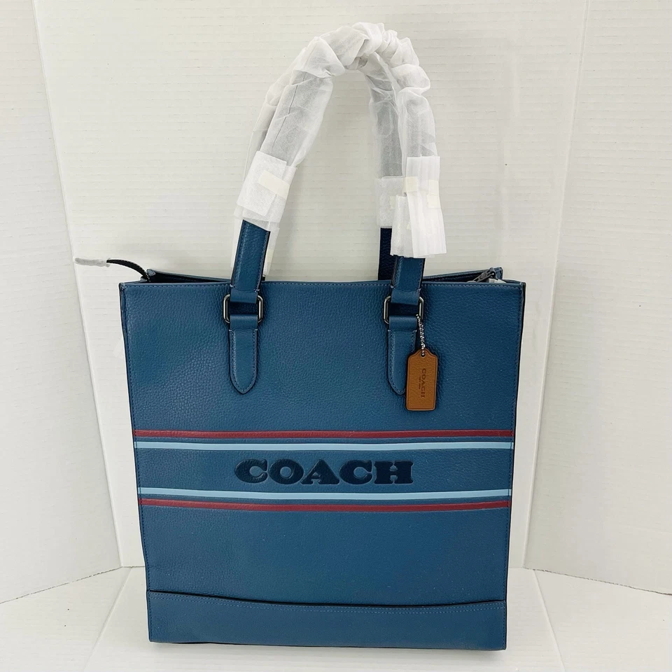 Coach Graham Structured Tote Bag With Coach Stripe Gunmetal/Denim Multi