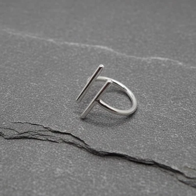 Sterling Silver Open Double Bar Ring Handmade Modern Geometric Jewelry for Women - Image 1 of 4