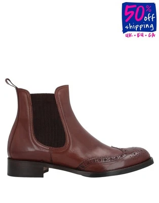 RRP€266 CALPIERRE Leather Chelsea Boots US7.5 UK4.5 EU37.5 Brown Made in Italy - Image 1 of 4