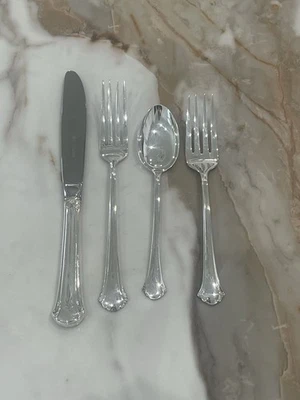 4 Pc Towle Sterling Silver Chippendale Salad/Dinner Forks Spoon & Knife Vintage - Image 1 of 4
