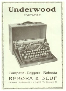 ADVERTISING 1926 PORTABLE TYPEWRITER UNDERWOOD REBORA E BEUF GENOA - Picture 1 of 1