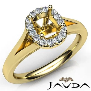 Cushion Diamond Engagement Semi Mount 14k Yellow Gold Halo Prong Set Ring 0.2Ct - Picture 1 of 7