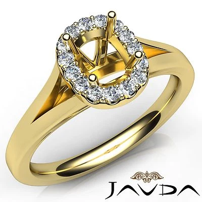 Cushion Diamond Engagement Semi Mount 14k Yellow Gold Halo Prong Set Ring 0.2Ct - Image 1 of 4