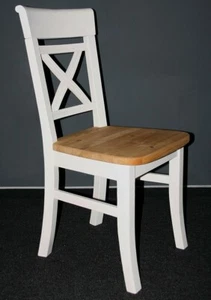 Stühle Holz Kiefer massiv 2farbig weiß gelaugt Esszimmer Stuhl Küchenstuhl - Bild 1 von 5