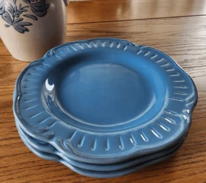 Vintage Melrose International blue decorative stoneware plates flower shaped - Picture 1 of 4