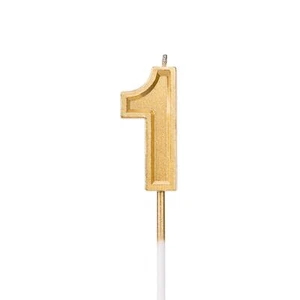 Gold Glitter Happy Birthday Cake Candles Number Candles Number 1 Birthday Can... - Picture 1 of 7