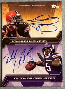 JOHNNY MANZIEL TEDDY BRIDGEWATER 2014 Topps Rookie Premiere Dual Autograph 19/25 - Picture 1 of 3