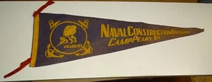 Vintage 23" Felt Pennant - Naval Construction Battalion Camp Peary Va. Seabees - Picture 1 of 2
