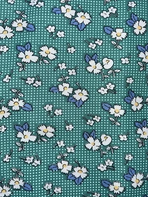 Mama's Cottons 2 by Connecting Threads 2008-09 - Green w/ white flower - 1 Yard - Image 1 of 3