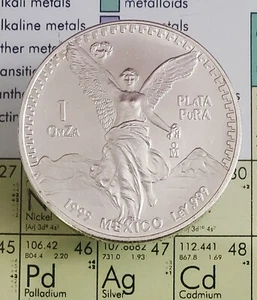 1995 1 ONZA LIBERTAD PLATA PURA UNC BU MUST SEE - Picture 1 of 2