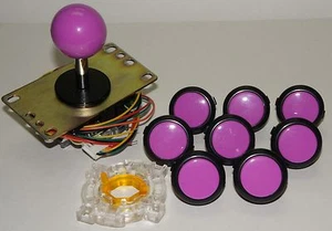 8er Set - Japan Sanwa Mix schwarz violette Tasten & VI Joystick & GT-Y & Drahtteile - Bild 1 von 9