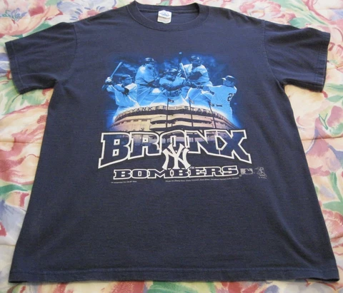 Vintage MLB 2004 NY YANKEES Bronx Bombers DELTA Cotton T-SHIRT Men's MEDIUM! Cover