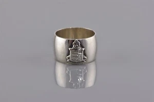 Anillo de colección de plata esterlina escudo de fraternidad insignia banda de cigarros talla 925 - Imagen 1 de 7