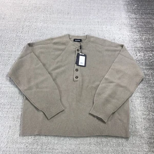Naadam Sweater Womens Large Cashmere Ribbed Henley Beige Pullover Casual - Picture 1 of 8