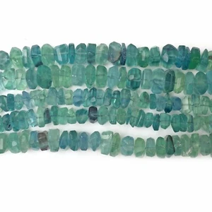 Natural Blue Fluorite 8 Inch Strand 10-13 MM Faceted Tumble Shape Gemstone Beads - Picture 1 of 5