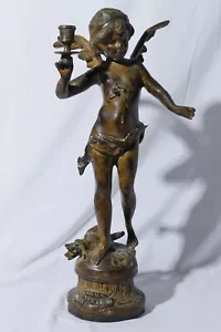 Alerte massive Bronze Cherub Putti Statue Statuette nach Louis Auguste Moreau - Bild 1 von 8
