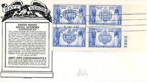 1937 Scott 794 plate block FDC US Navy Annapolis Naval Academy, Anderson cachet - Picture 1 of 2