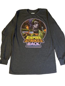 Star Wars The Empire Strikes Back Gray T-Shirt Long Sleeve Mens Size Small Yoda - Picture 1 of 5