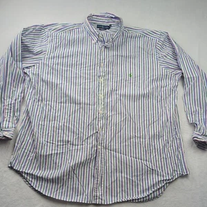 Vintage Ralph Lauren Men’s Classic Fit 3XLT Long Sleeve Button Down Striped - Picture 1 of 15