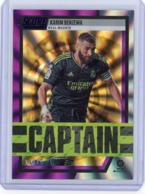 Karim Benzema Purple Lasers /15 2022-23 Panini Score FIFA Captain #6 - Image 1 of 2
