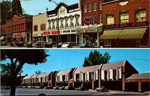 Vintage Postcard Main Street Swanton VT Rexall Drug Before / After Fire of 1970 - Picture 1 of 3