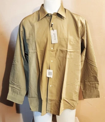 #319 Arrow Dover Broadcloth Dress Shirt Men's 17.5 Long Sleeve Olive Green NWT - Image 1 of 4