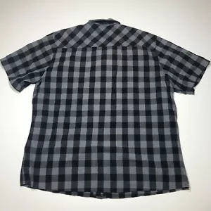 Elixir Button Down Shirt Mens Size XL Black Gray Check Short Sleeve Casual - Picture 1 of 12